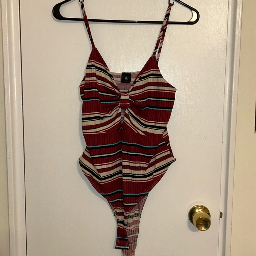 Striped body suit